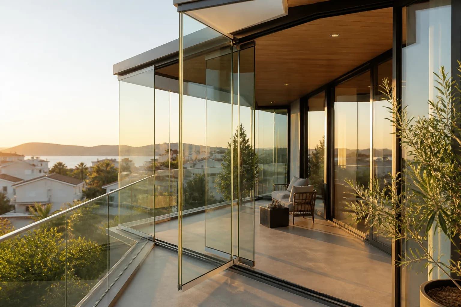 Aydın glass balcony services — folding glass balcony panels Lumina