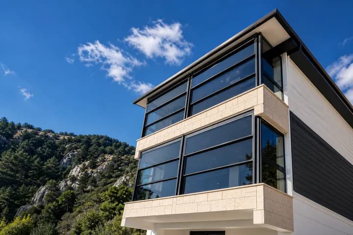 Villa dış cephe giyotin cam sistemleri