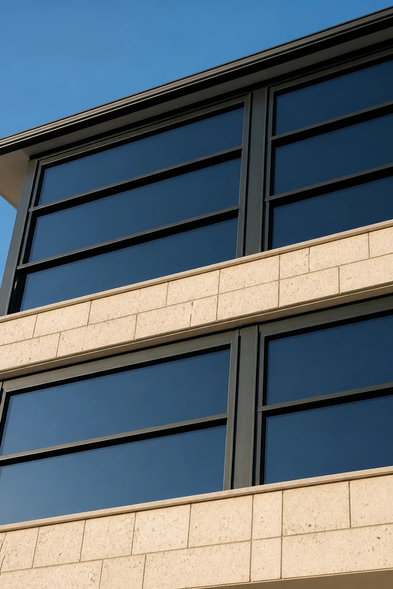 Giyotin cam panel yakından taş cephe