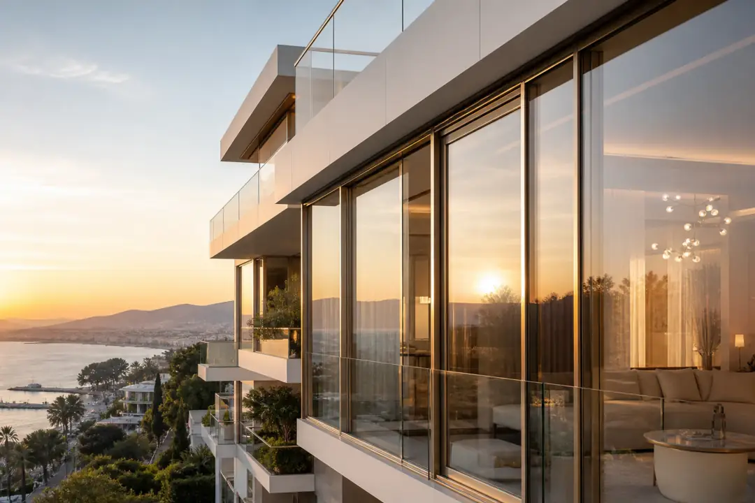 Modern glass balcony facade in Aydın — Lumina